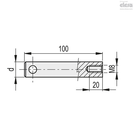 Elesa Guide assembly pin, MPG-P16-M8 MPG-P